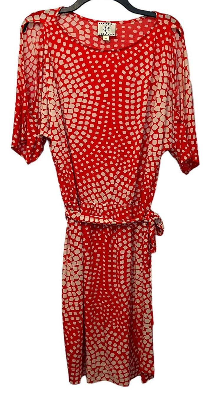 Ice Cold Shoulder Dress Coral Cream Size 14